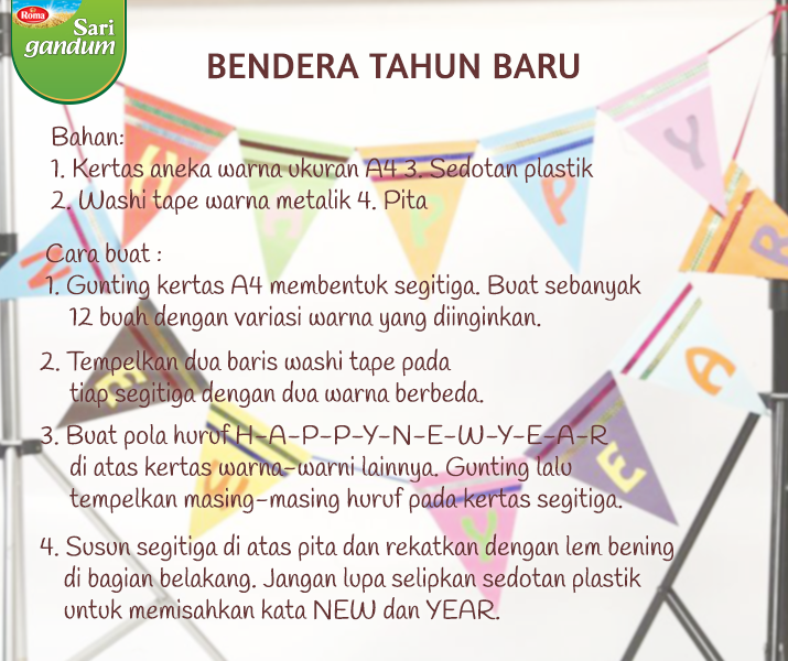 Sambut tahun baru smbl asah keterampilan. Yuk buat bendera tahun baru sendiri. Ajak si kecil jg ya Sardum Lovers