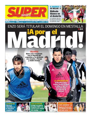 pablo_672's tweet image. Portada @superdeporte_es A por el Madrid. Enzo sera titular el domingo en Mestalla junto a Parejo y Andre Gomes