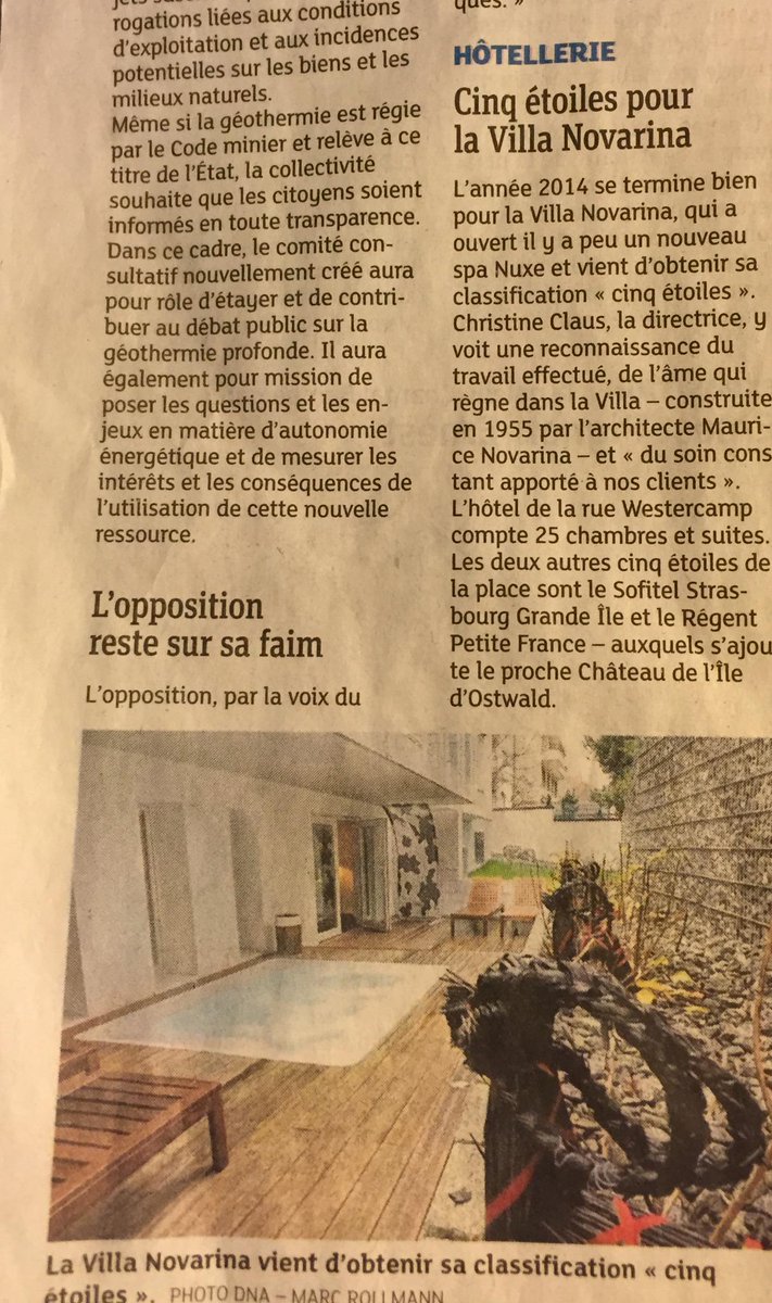 VillaNovarina's tweet photo. Merci à Madame Walch pour ce très bel article ! 
La 5ème étoile brille sur La @VillaNovarina ! http://t.co/0N0L5SIKhV