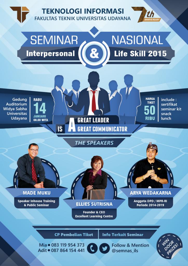 >> #Acara <a href="/semnas_ils/">Seminar Nasional ILS</a> Intepersonal Lifeskill <a href="/mademuku/">Made Muku</a> <a href="/ElliesSutrisna/">Ellies Sutrisna</a> <a href="/Arya_Vedakarna/">Dr. Arya Wedakarna</a> 14 Jan 14 at Widya Sabha
