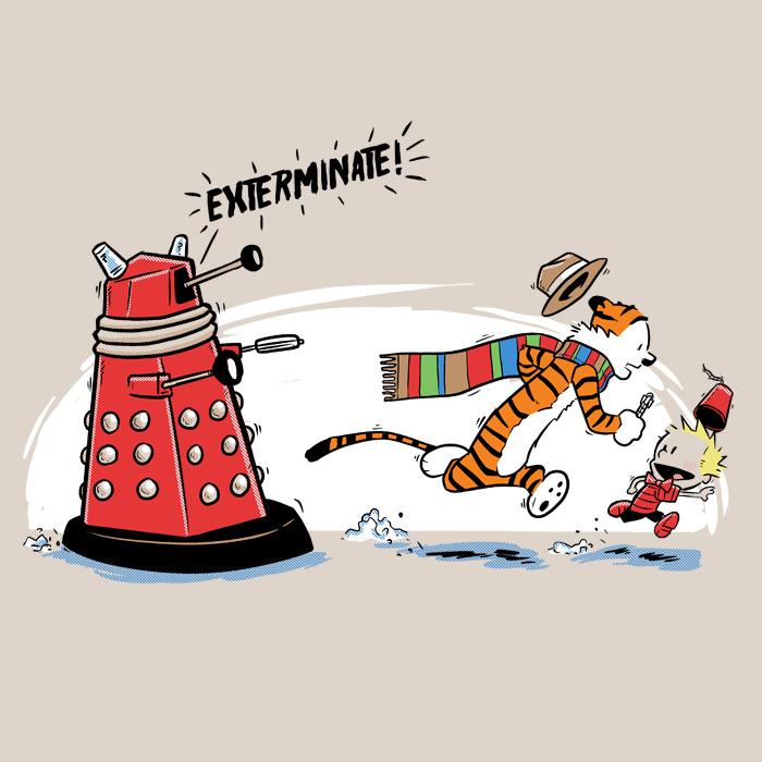 BlogtorWho's tweet photo. LOVE these Calvin &amp; Hobbes / Doctor Who crossover designs! http://t.co/xHWhXmi9d0 http://t.co/Gyc51bF9VR