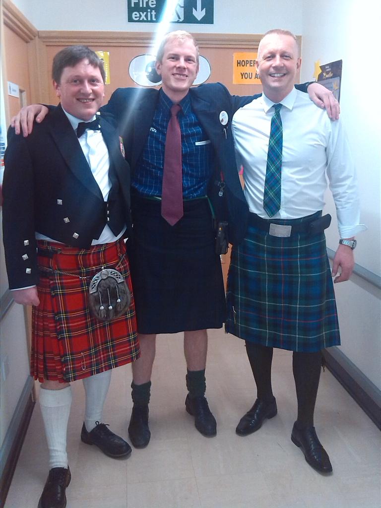 @Group103 <a href="/JamesNFTM/">James NFTM</a> <a href="/LodgeDeborah/">Deborah Sargeant</a> The guys looking fantastic it there tartan skirts.