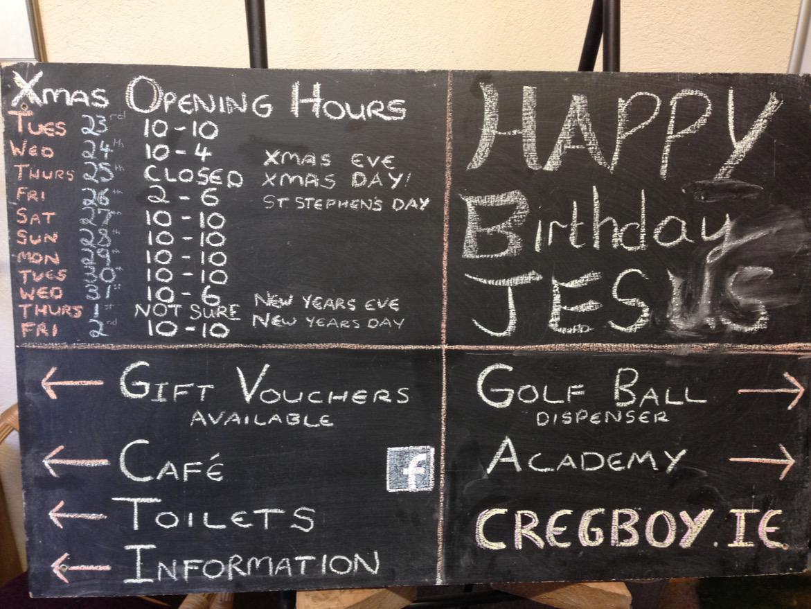 keithkog76's tweet photo. @ballsdotie local driving range opening hours in cregmore galway. Love New Years day#not sure http://t.co/C9ZT4inJ0D