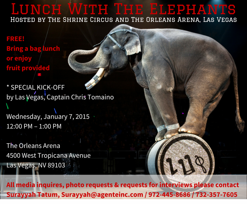 shrinecircus's tweet photo. Lunch With The Elephants on Jan. 7! FREE preview of the show including some of the animals performing tricks! more: http://t.co/WOR6CJHN5V