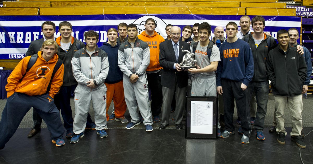 IlliniWrestling's tweet photo. The #Illini finished second at #Midlands52. Here is a photo of the team accepting its trophy. http://t.co/lQX5cQh4ro