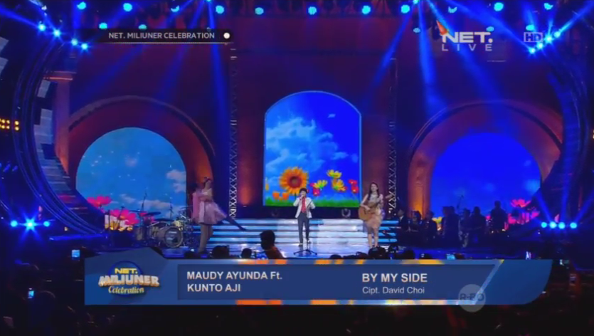 mdtvindonesia's tweet photo. Duet antara @KuntoAjiW @maudyayunda menyanyikan lagu " By My Side " #NETMiliunerCelebration http://t.co/Exc1SniIKA