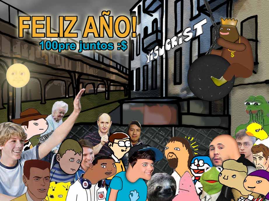 yisucrist's tweet photo. k tengáis un felis año tetes. grasias x este año apoteósico. os mando un abraso dsde mi puto barrio http://t.co/6dscYuWBil