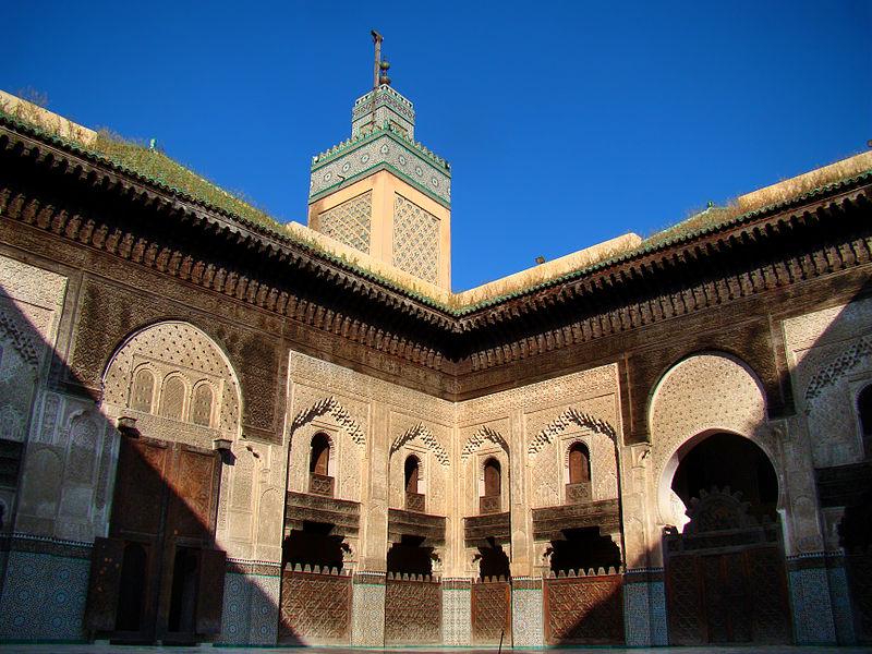 LostIslamicHist's tweet photo. The courtyard and minaret of the Bou Inania Madrasa in Fes, Morocco. Built in the 1300s by the Marinid Dynasty. http://t.co/swwuQQq6BL
