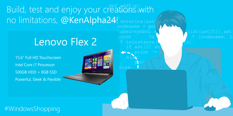 Windows's tweet photo. @Ken_Alpha24 Your ideas are just waiting to be developed with this @Lenovo! #WindowsShopping http://t.co/qlDYzOfXHI http://t.co/7vlMYmgvuN