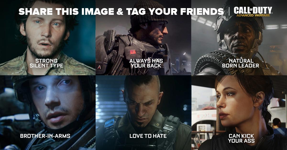 CallofDuty's tweet photo. Share the image &amp; tag your friends. Who’s who? #AdvancedWarfare http://t.co/SASg3GXq4k