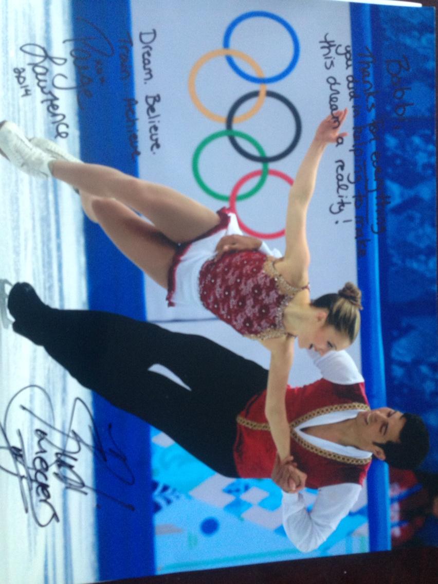 outperforme's tweet photo. @PaigeRudi @paigehlawrence @RudiSwiegers  incredible photo #sochi2014, gift #skatingcostume and honour #dbta http://t.co/1SrmS8pRqE