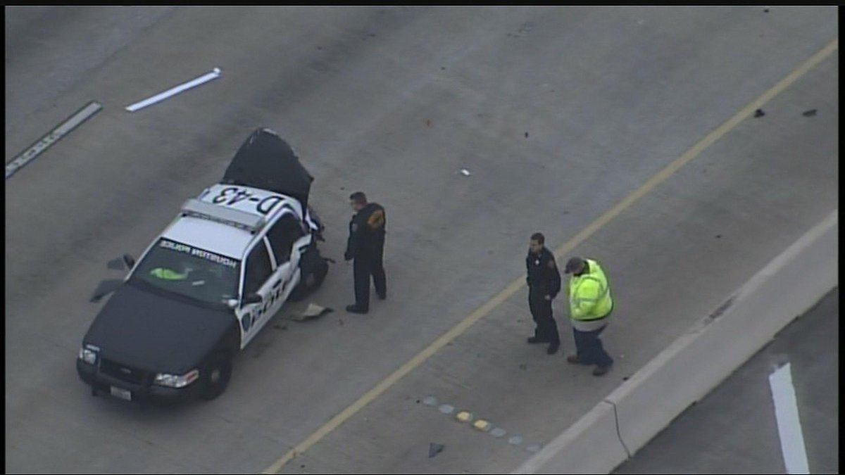 Police car struck on the southbound lanes of hwy 59 at bennington. car