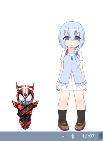 冷しゃぶの変身機能(着せ替え)仮実装。
今日中に目の発光まで実装したいです。 