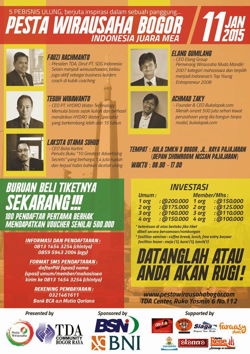 PWBogor's tweet photo. Mengundang followers pa @fauzirachmanto ke @PWBogor 11Jan2015. Inspirasi,ilmu&amp;semangat brtebaran! :) SMS 081314543254 http://t.co/VVvrYjduD9