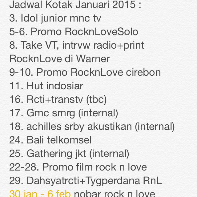 Bismillah berikut jdwl Kotak bln Januari 2015, semoga lancar semua yacc. <a href="/WarnerMusicID/">WarnerMusicID</a> <a href="/AldiNovianto12/">Aldi Novianto</a> <a href="/tantrikotak/">Tantrisyalindri</a>