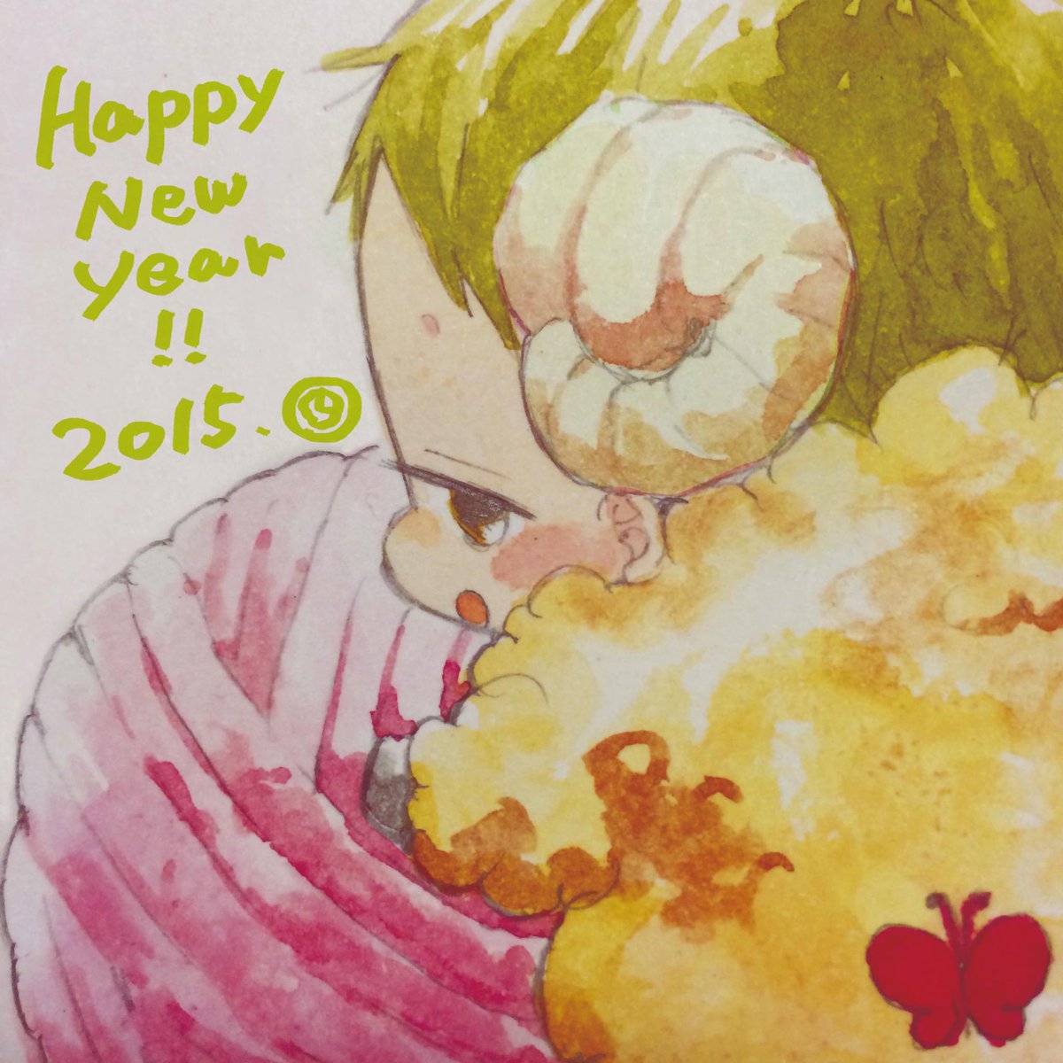 時計野はり 明けましておめでとうございます 今年もよろしくお願いします イラスト 用意できなかったので雑誌のプレゼントで描いた 羊のつもりの虎太郎をちょこっと加工してご挨拶に Http T Co Gha4v2flcy