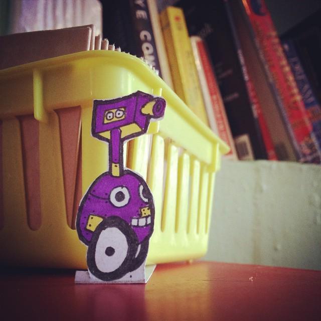 Otherbots's tweet image. #surveillancerobot at @omiscoffeeshop #selfstandingdrawing #robot #surveillance #streetart #publicart #portlandme...