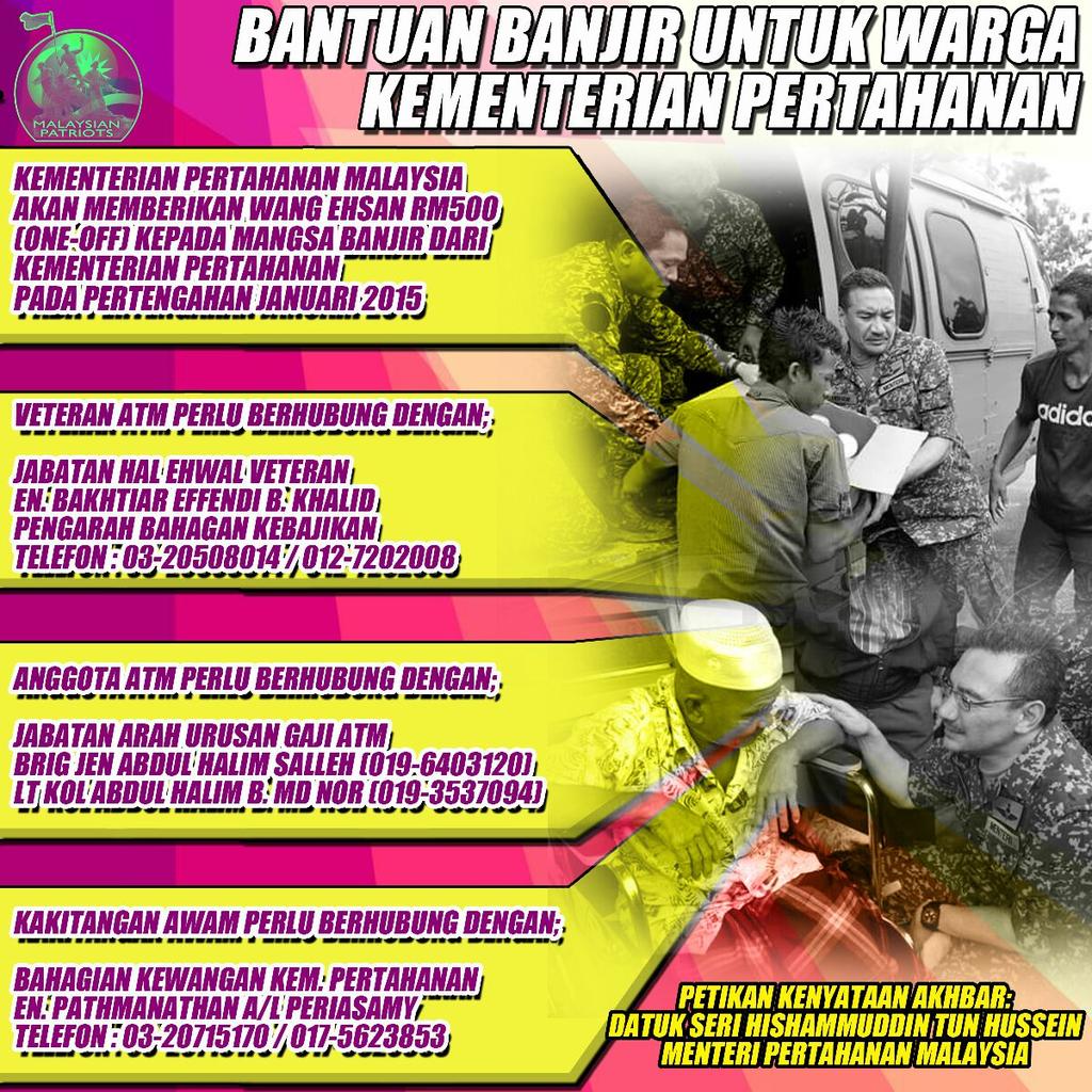 MyPatInfo's tweet photo. Bantuan bg mangsa banjir dari Kementerian Pertahanan @1MinDef @myTUDM @TenteraDarat @chikahmad1921 http://t.co/3CGnq1CaqH @_PPUBS_