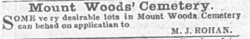 wheelinghistory's tweet photo. Contact M.J. Rohan about lots at Mount Wood Cemetery - Wheeling Daily Intelligencer, January 01, 1853 #wheelingtweets http://t.co/kgLL5ZuPJb