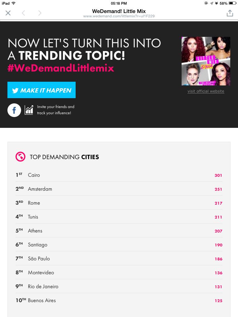 destiempoyque's tweet photo. "@LittleMix__IT: Iniziamo in bene questo 2015!
Guardate che cittΓ c'Γ¨ al 3 posto!π
π
#WeDemandLittleMix http://t.co/eDffRauHyJ"