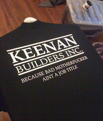Shirts for Keenan Builders.  #screenprint #avlart #monkeyfist #badmotherfucker