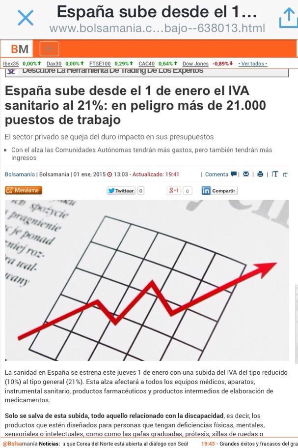 EsppeonzAguirre's tweet photo. >El funeral, más barato.
>Curarse, más caro 
1 de enero de 2015
—IVA sanitario sube al 21 %
—IVA Flores baja al 10 % http://t.co/K53K0D7OeA