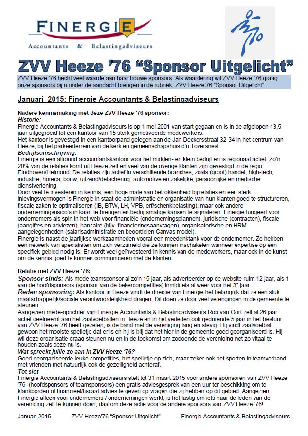 ZVVHeeze's tweet photo. Sponsor uitgelicht januari 2015 Finergie Accountants &amp; Belastingadviseurs
@Finergie http://t.co/Ck5rFOMgwZ