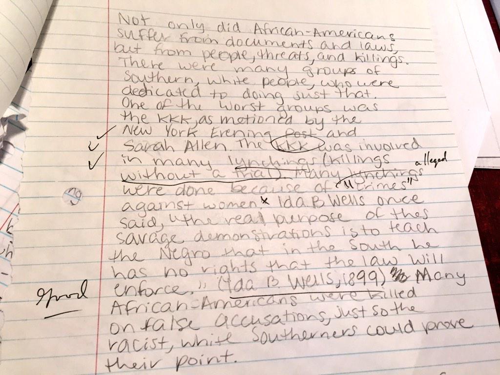 Grading finals. Great paragraph from a 9th grader. #Ferguson #education #BlackLivesMatter #YearOfResistance @OBS_STL