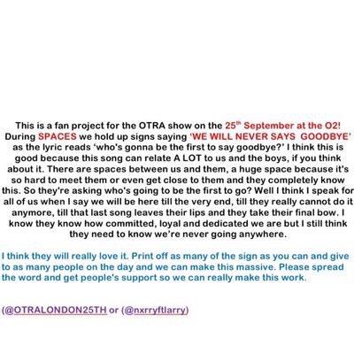OTRALONDON25TH's tweet photo. okay here we go, project for 25/09/15 at the O2! Spread the word guys so we can really make this work! #spacesproject http://t.co/Qa9TCokbOn