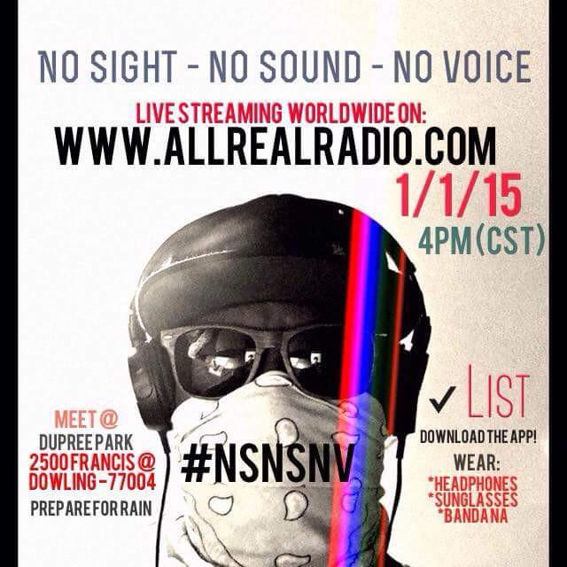 Today! NO SIGHT NO SOUND NO VOICE <a href="/AllRealradio/">All Real Radio</a> #blessup #community