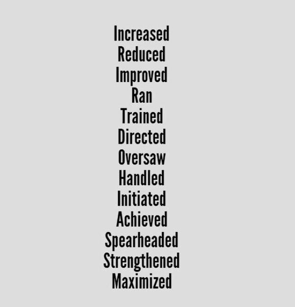 LifeHacksInPics's tweet photo. Best words to use on a resume http://t.co/KZu5mQZeaM