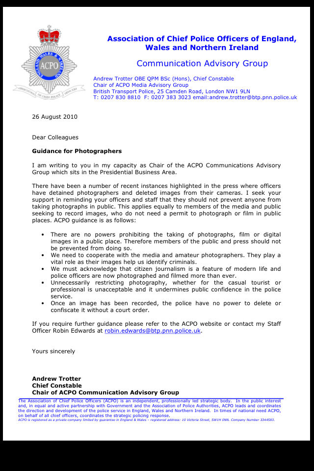 brightonsnapper's tweet photo. ACPO guidance for snappers http://t.co/AWYSSiFAar