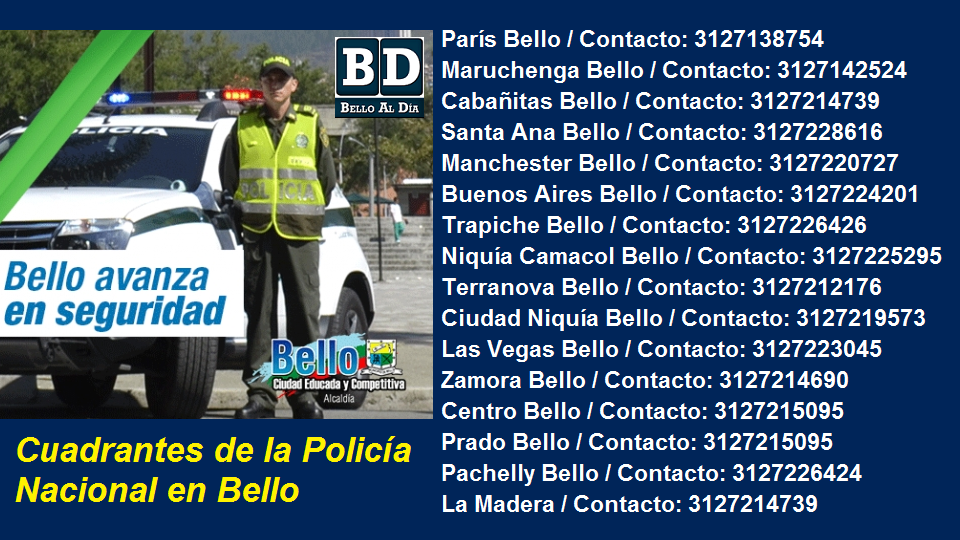 belloaldia's tweet image. Cuadrantes de la Policía Nacional en Bello
@AlcaldiadeBello @personeriabello @ConcejoBello @TransitodeBello