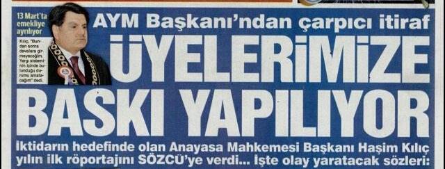 SonVesayet's tweet photo. İktidarın vesayetine girmeyen AYM'nin Başkanı'ndan tarihi itiraf:
Üyelerimize baskı yapılıyor

http://t.co/QOkBUKpBaP http://t.co/cmphlyBxZe