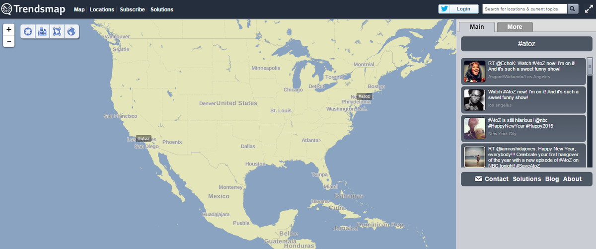 #AtoZ is trending in NY and LA. I need to be able to see until "Z"! <a href="/NBC/">NBC Entertainment</a> <a href="/NBC_AtoZ/">A to Z</a> <a href="/benqueen1/">Ben Queen</a>