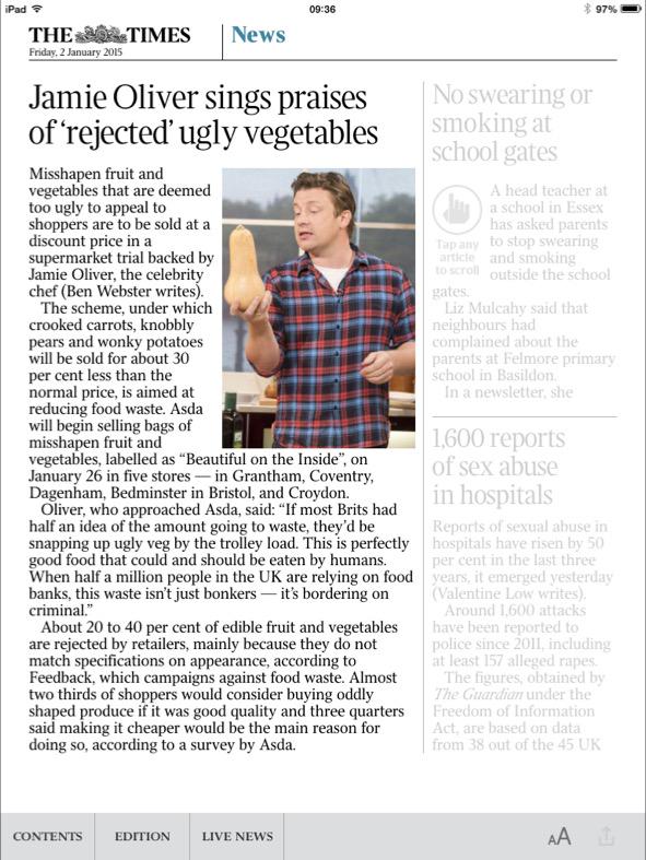 adambedders's tweet photo. Jamie Oliver gets knobbly pears and wonky carrots into Asda #foodwaste http://t.co/f0JG7E2XS7
