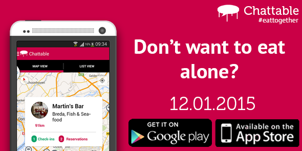 Chattable_app's tweet image. Launching #Chattable on the @Horecava on 12.01.2015. Find us in the @KHN ledenlounge! #eattogether