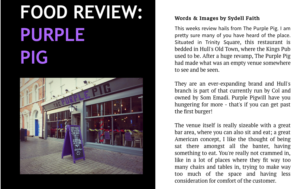 browsemag's tweet image. Food Review:
@Purplepighull 
browsemagazinehull.net/51051/10/
words @SydellFaith