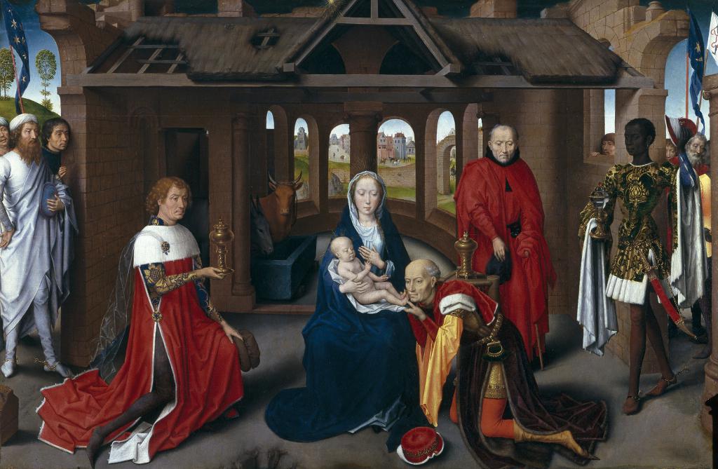 museodelprado's tweet photo. Por 1ª vez aparece el rey negro. Antes los Magos se diferenciaban por la edad, no por color o procedencia #Memling http://t.co/MtESf7QV6z