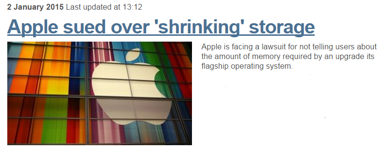wongamandotcom's tweet image. Apple sued over 'shrinking' storage... Yes, it's called bloatware. #NeedMoreMemory #Apple
