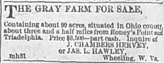 wheelinghistory's tweet photo. Farm near Roney's Point for sale: The Wheeling Daily Intelligencer, January 02, 1882 http://t.co/eIFnXQFo3i