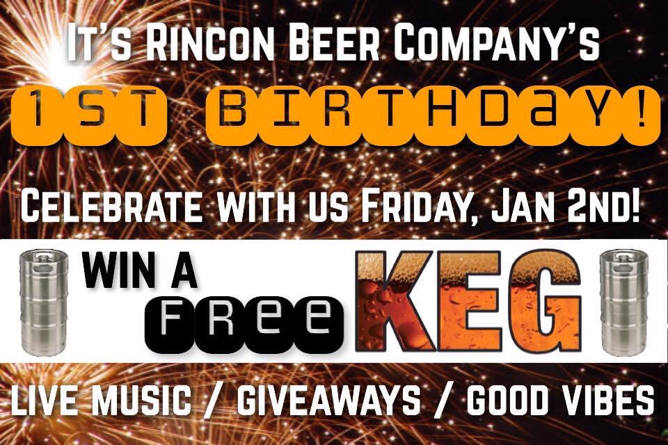 RinconBeerCo's tweet photo. It's our #birthday @RinconBeerCo &amp; we want to party with you! Tonight join us for #livemusic &amp; sweet giveaways! http://t.co/L8dpfSwLRJ