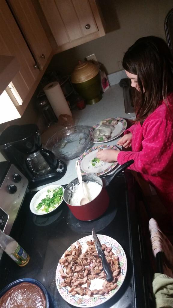 I taught Kaydence how to make spring rolls today