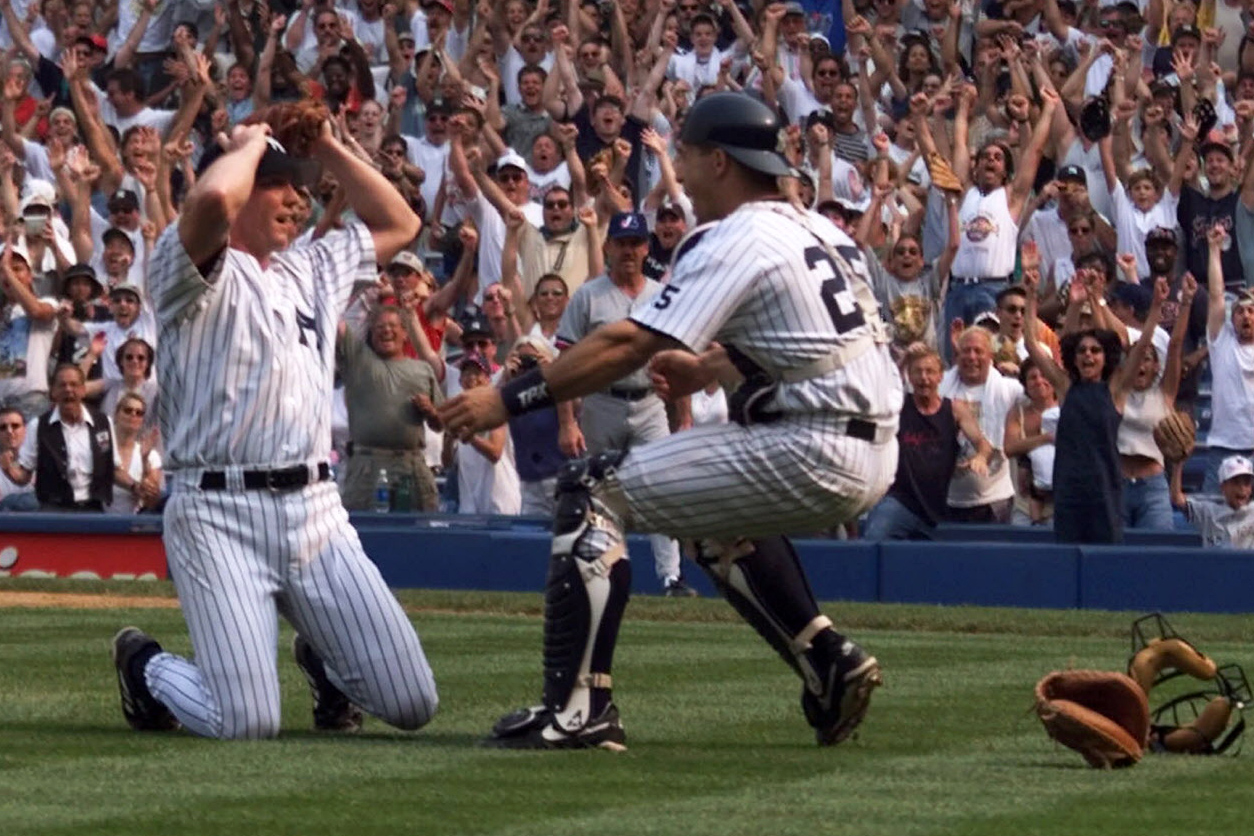 Happy birthday to David Cone That\s Joe Girardi celebrating perfection with Coney. 