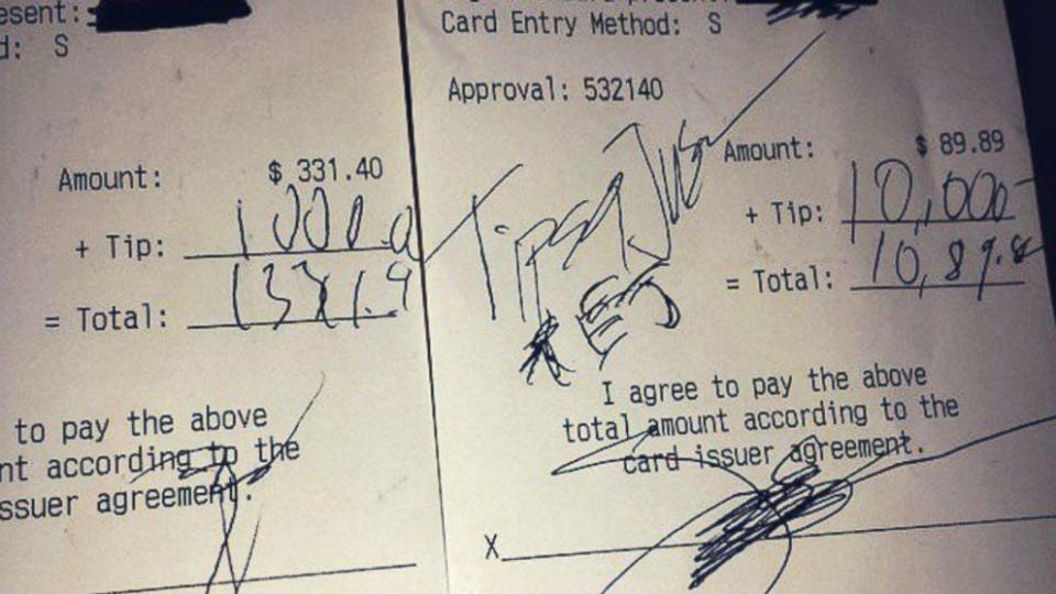 pluswanderer's tweet image. #DrunkTips RT @GMA: Customer leaves $11,000 in anonymous "Tips for Jesus" at restaurant. abcn.ws/1K7xiEw