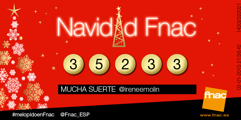 Fnac_ESP's tweet photo. @ireneemolin gracias por participar. Este es tu cupón 35233. #melopidoenFnac http://t.co/QUrXtWfTXp