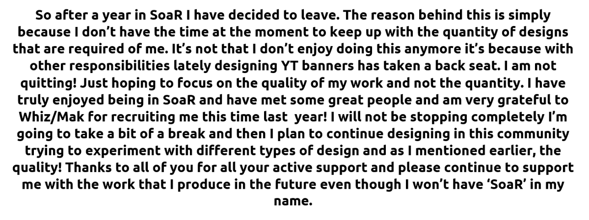 Leaving SoaR | Please Read.