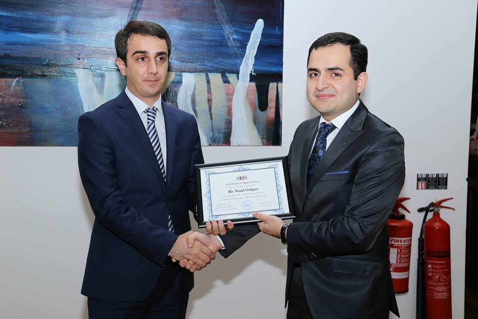 Mr. Vusal Guliyev was awarded with certificate of appreciation in recognition of his support to initiatives of AUKAA.