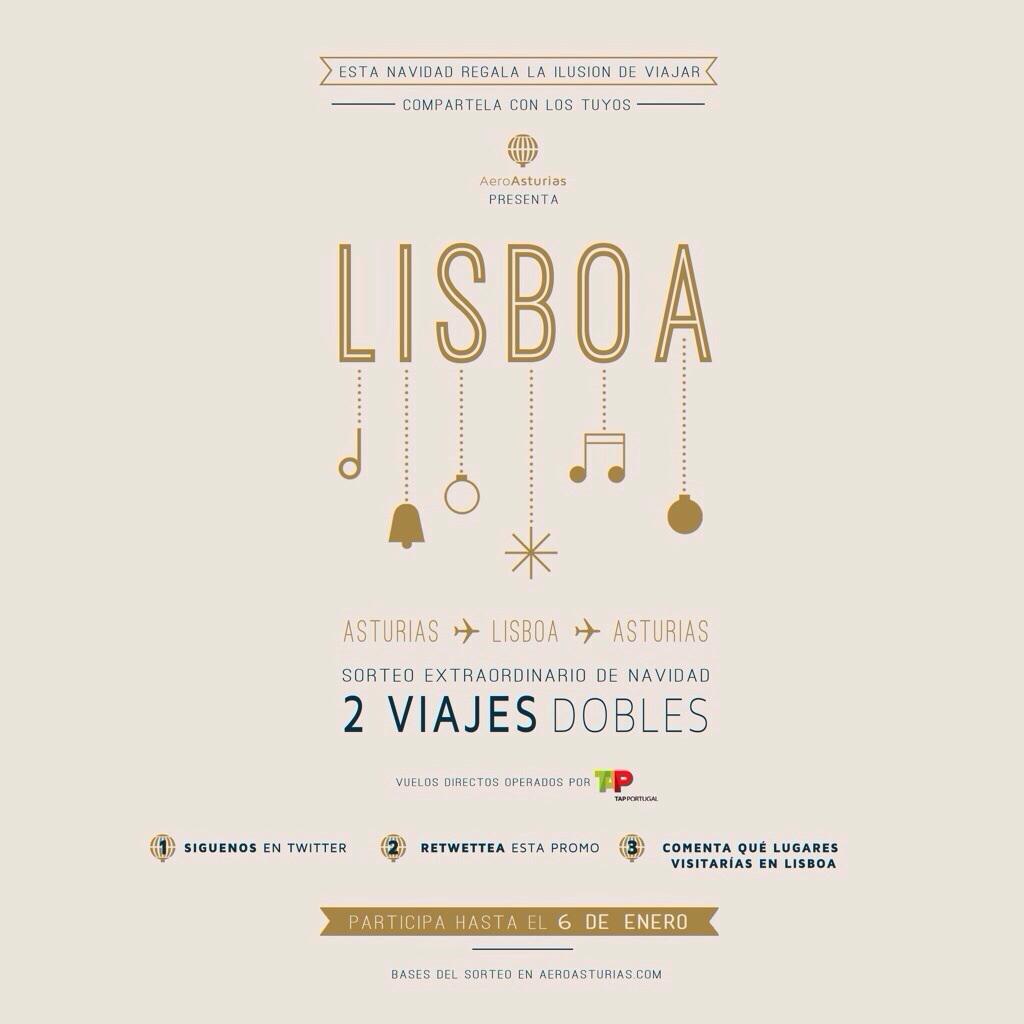 AeroAsturias's tweet photo. Harto d atascos en Pprincipado?Unos Reyes diferentes? SORTEO 2VIAJES #ASTURIAS-#LISBOA 
bases http://t.co/Dmcr7ZGq95 http://t.co/cbIorlo5m7