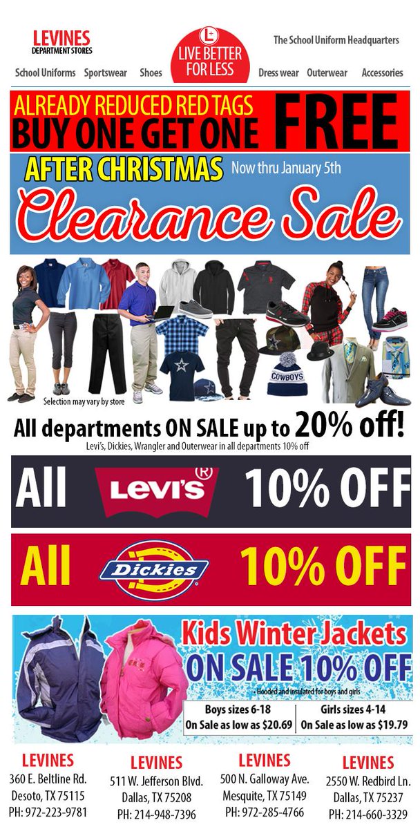 LevinesDS's tweet image. #NewYear same awesome deals at @LevinesDS thru this weekend only! Get up to 80% off red tag items!